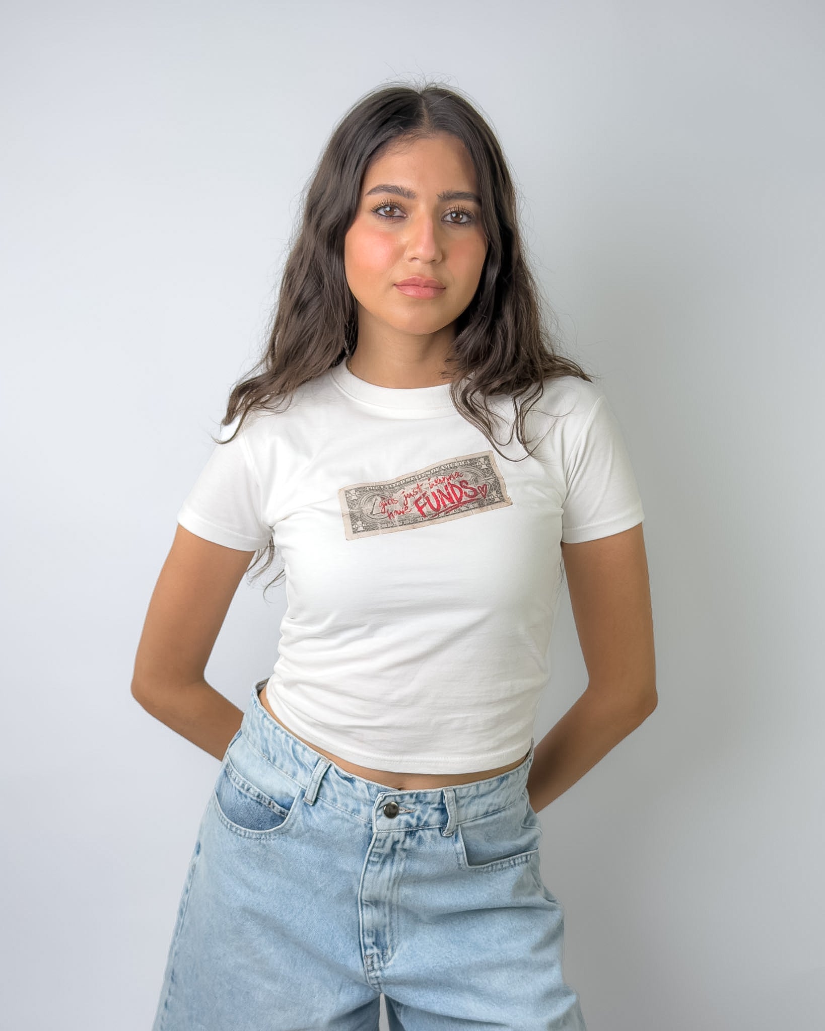 Girls Just Wanna Have Funds Baby Tee White
