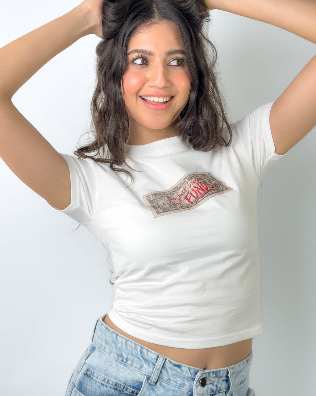 Girls Just Wanna Have Funds Baby Tee White
